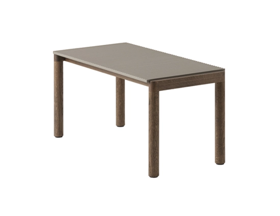 Couple Coffee Table 40 X 84 X 40 Dk Stain Taupe Wavy