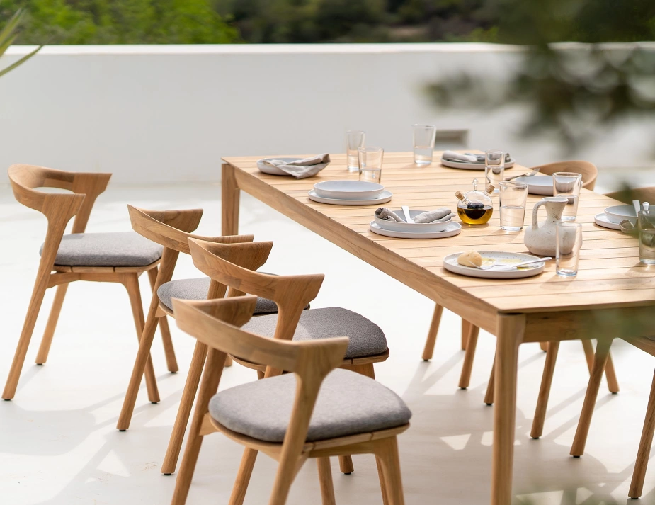 Bok Outdoor Dining Table Oak Natural Bok Outdoor Chair Fabric
