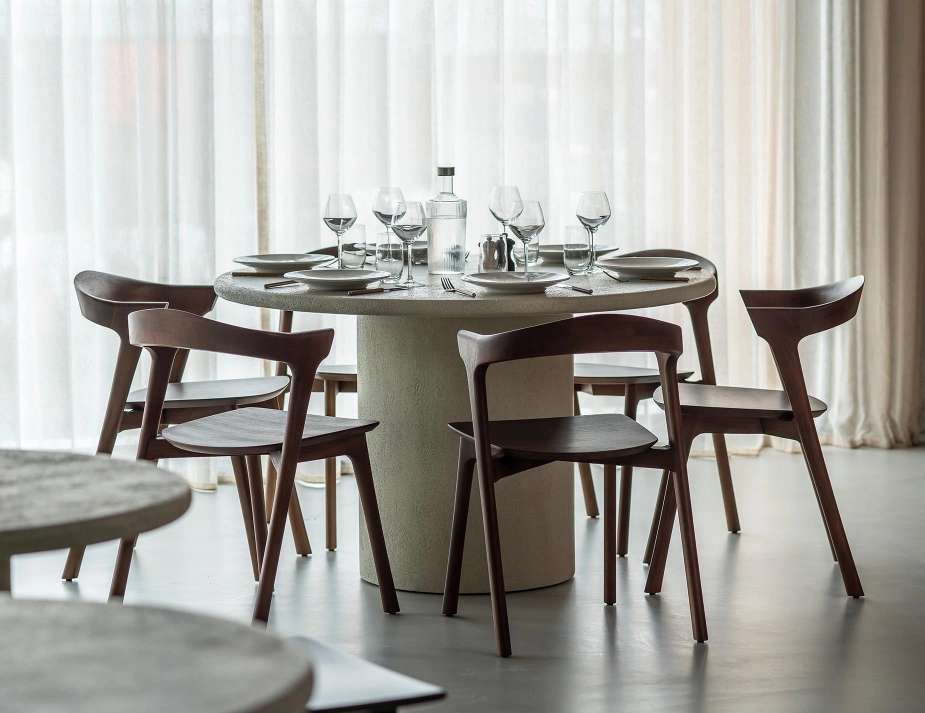 Ethnicraft Elements Dining Table 125cm Bok Dining Chair Brown