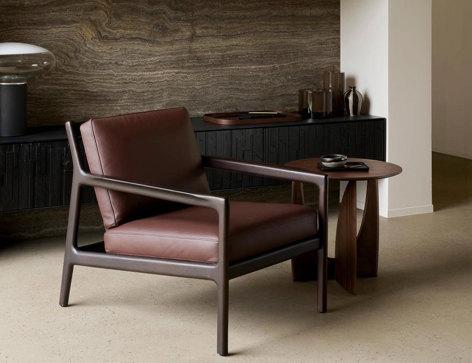 Ethnicraft Geometric Side Table Teak Dark Brown