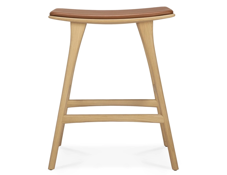 Ethnicraft Osso Counter Stool Oak Natural Cognac Leather