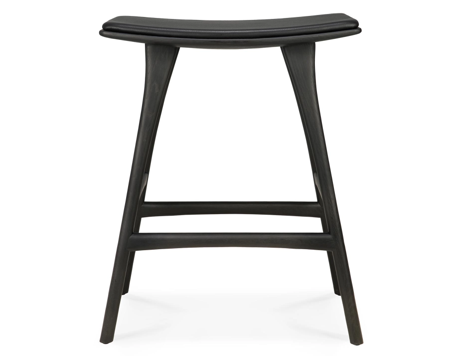 Ethnicraft Osso Counter Stool Oak Black Black Leather