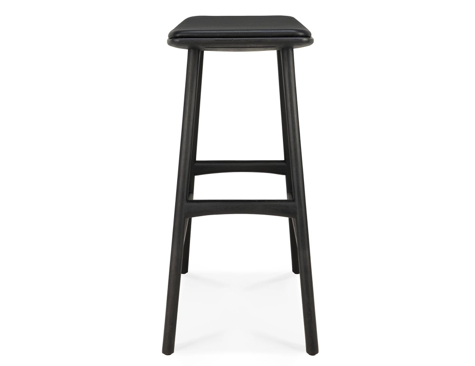 Ethnicraft Osso Counter Stool Oak Black Black Leather