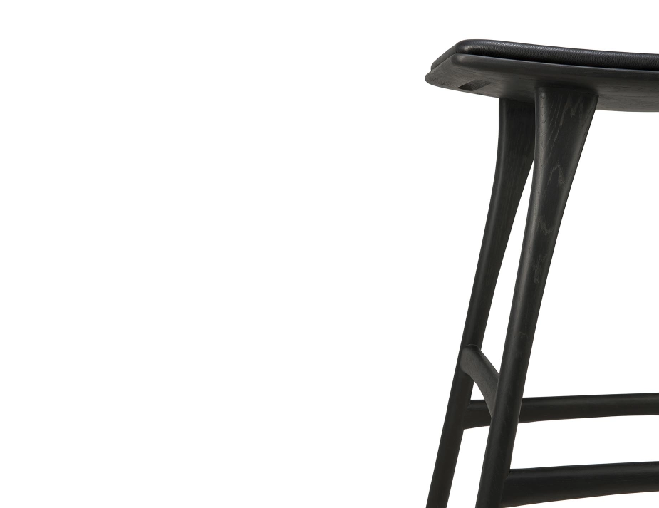 Ethnicraft Osso Counter Stool Oak Black Black Leather