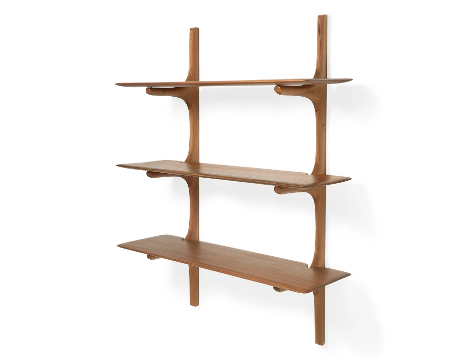 Ethnicraft Pi Wall Shelf Mahogany Natural 3 Shelf