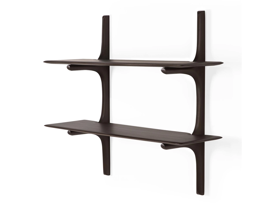 Ethnicraft Wall Shelf Mahogany Dark Brown 2 Shelf