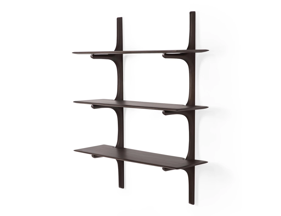 Ethnicraft Wall Shelf Mahogany Dark Brown 3 Shelf
