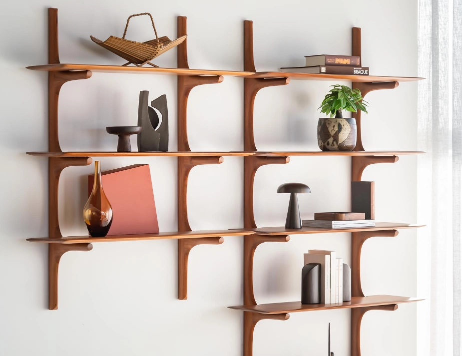 Ethnicraft Pi Wall Shelf Mahogany Natural Lifestyle
