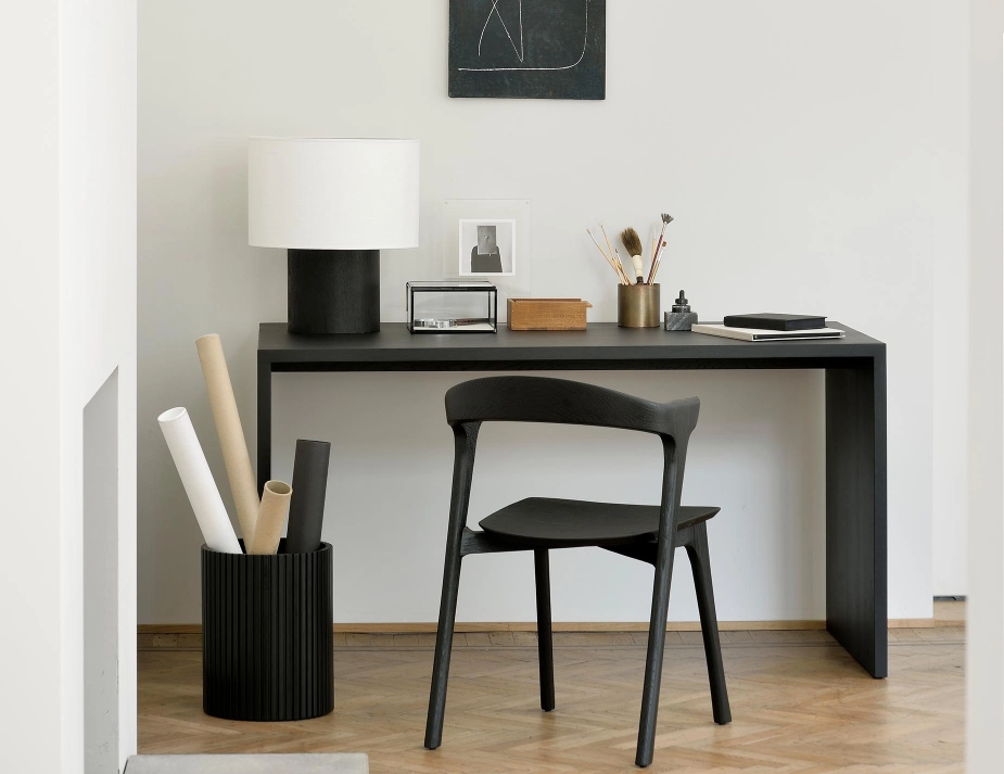 Ethnicraft Roller Max Paper Basket Mahogany Black