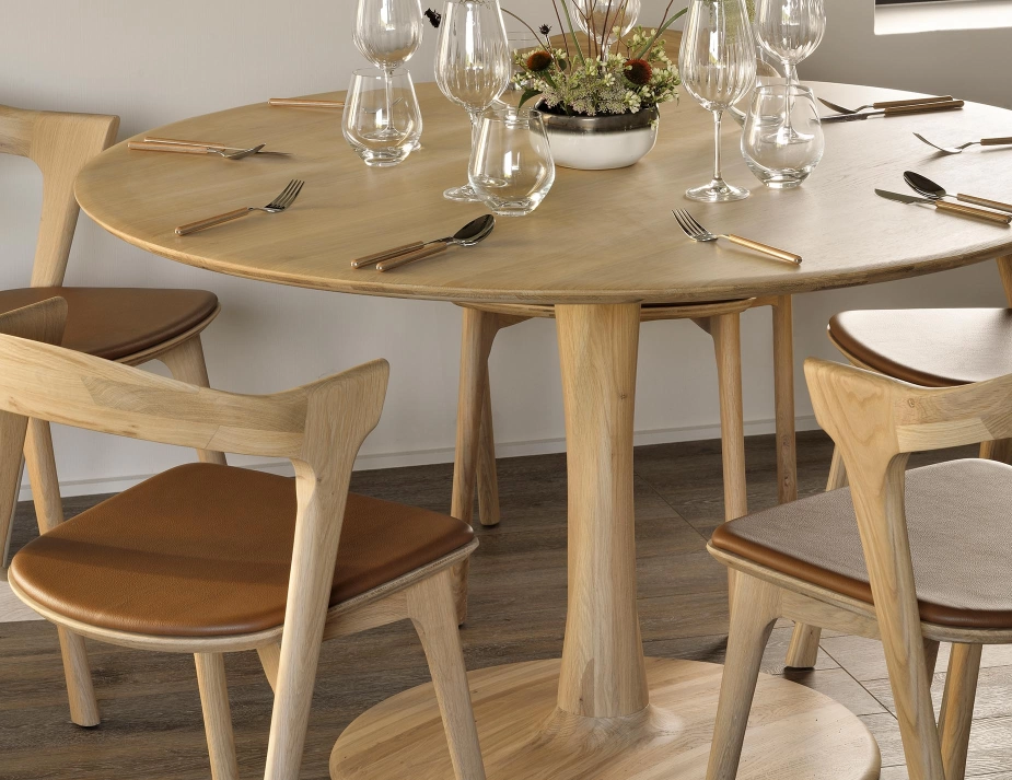 Ethnicraft Torsion Dining Table 127cm Bok Dining Chair Cognac