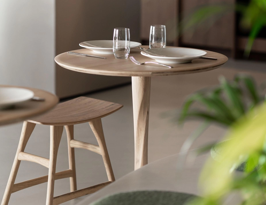Ethnicraft Torsion Dining Table 127cm Osso Low Stool