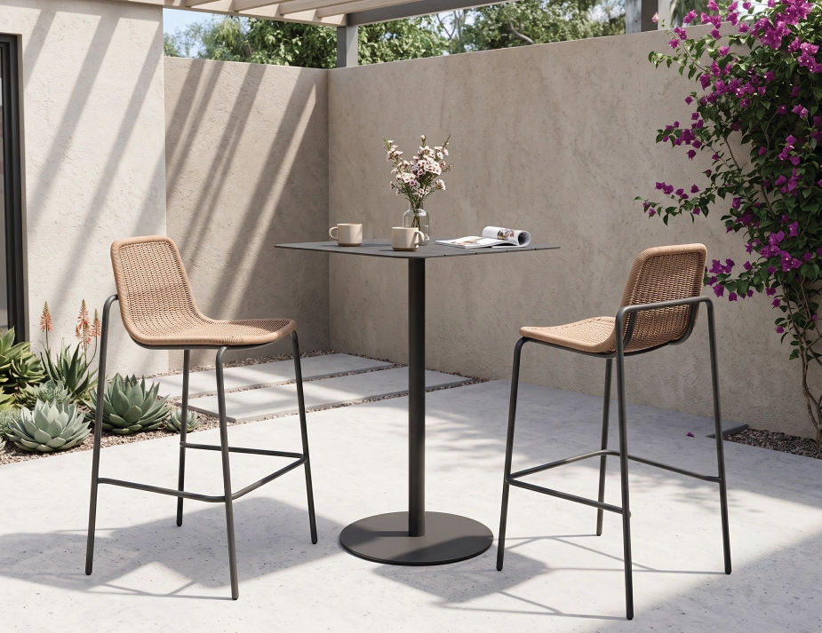 Rattan Bar Stool In Courtyard