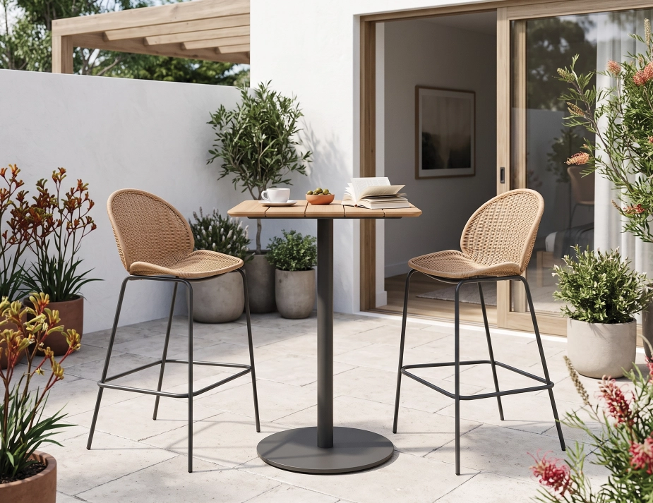 Sombre Stool With Teak High Table