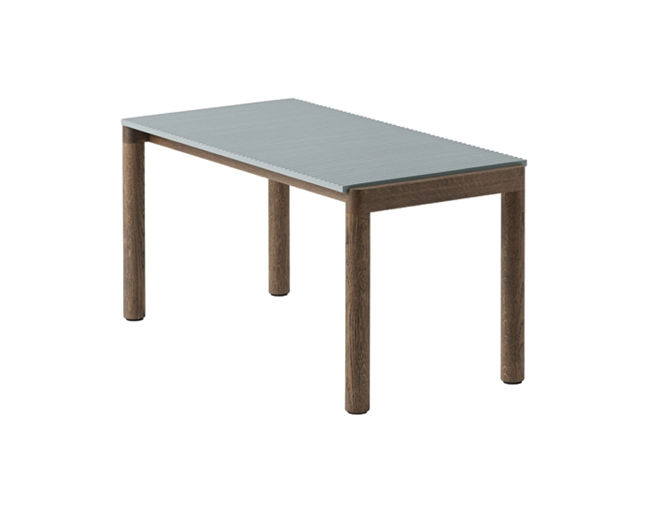 Couple Coffee Table 40 X 84 X 40 Dk Stain Blue Wavy