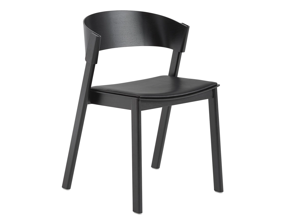 Cover Side Chair Black Refine Black Leather