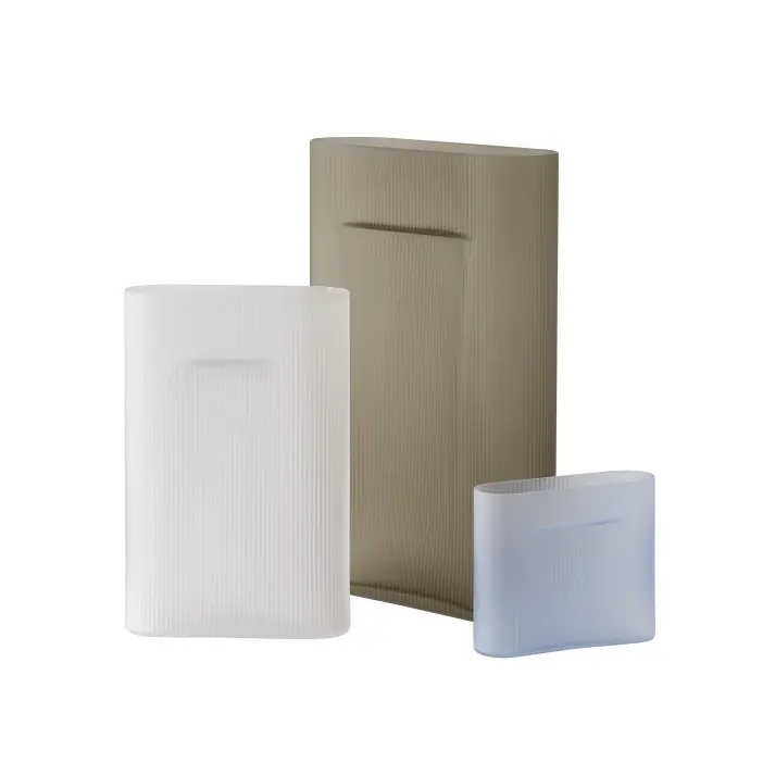 Ridge Vase Frosted Glass Taupe Light Blue White 16 35 48 Group Muuto Hi Res