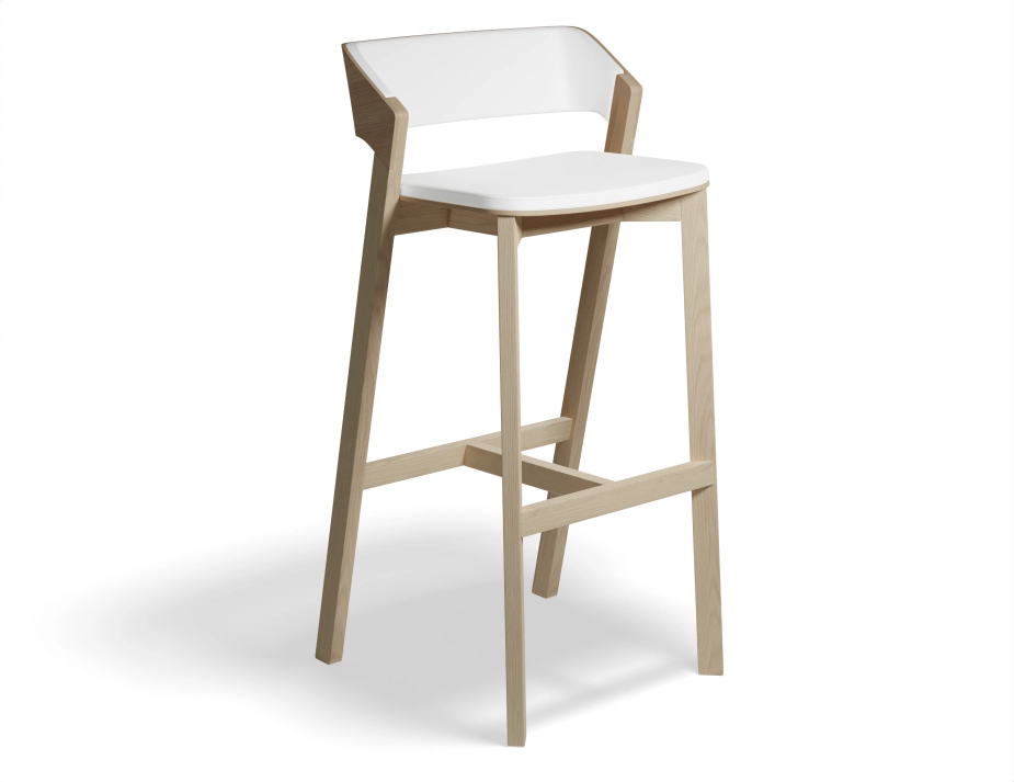 Bar Merano Natural New Oak Barstool White Pad