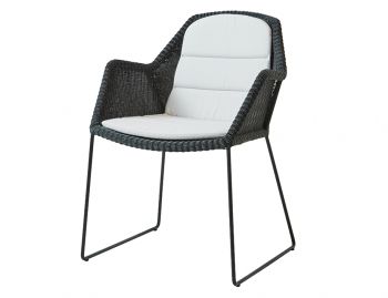 Black Breeze Sled Leg Outdoor Dining Chair With Seat & Back Cushion by Strand & hvass For Cane-line image