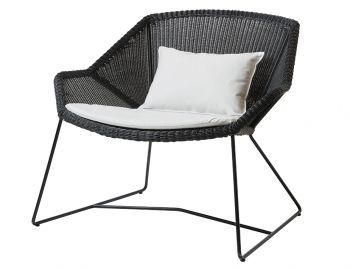 Black Breeze Outdoor Lounge Chair With Seat & Back Scatter Cushion by Strand & hvass For Cane-line image