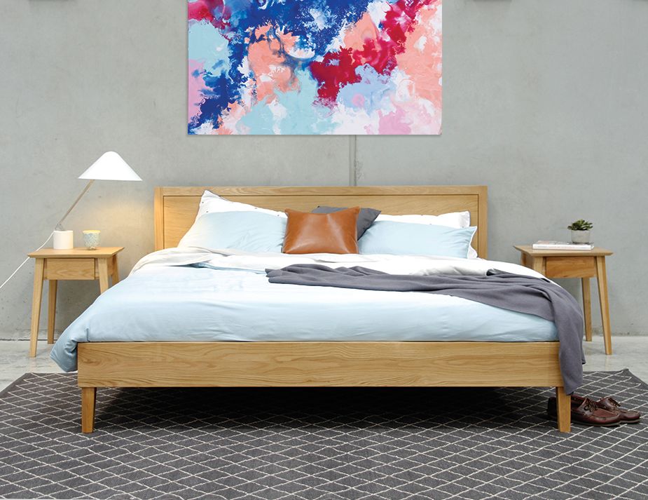 Modern Solid Oak King Size Platform Bed Designer Oak Furniture