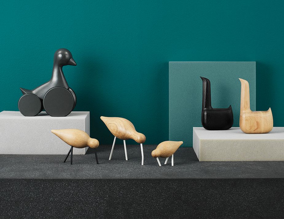 Normann Copenhagen Holzvogel Shorebird Ash-Black Metallic Mittel 