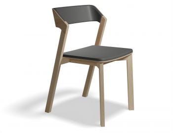 Merano Natural Oak Stackable Dining Chair w Black Pad by Alex Gufler for TON image