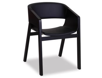 Merano Black Stained Beechwood Armchair with Black Pad by Alex Gufler for TON image