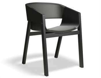 Merano Black Stained Beechwood Armchair with Black Pad by Alex Gufler for TON image