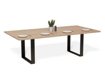 Odense Box End Black Steel Leg Solid European Oak 240x120cm Dining Table by Bent Design image