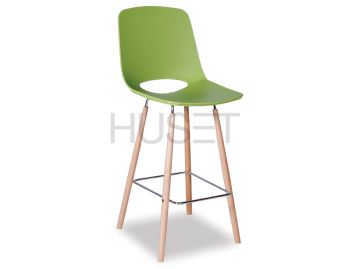 Wasowsky Bar Stool Green with Solid Beechwood Legs by Enrique Marti for OOLand image