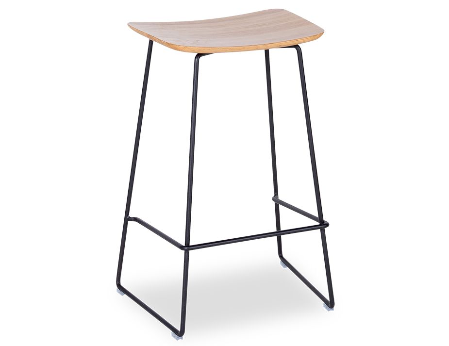 Winnie Black Modern Stool With Solid European Oak Seat