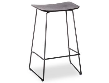 Winnie Matte Black Stool With Black Stained Solid European Oak Seat by Glid Studio image