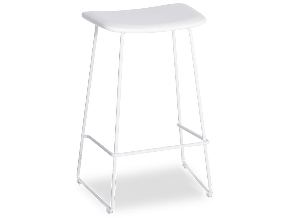 White Leather Modern Kitchen Bar Stool