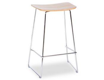 Winnie Chrome Stool With Solid European Oak Seat by Glid Studio image