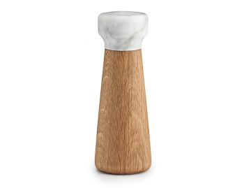 Small Oak & White Marble Craft Salt Mill by Simon Legald for Normann Copenhagen image