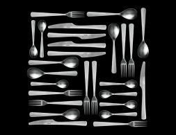 Cutlery Set On Black