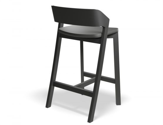 Merano Blackstained Beechwood Counterstool Black Pads Back