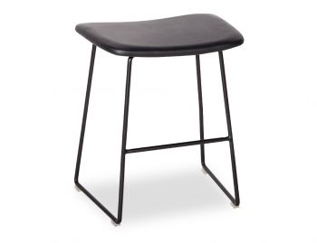 Winnie Low Stool Matte Black with Black Leather Seat by Glid Studio image