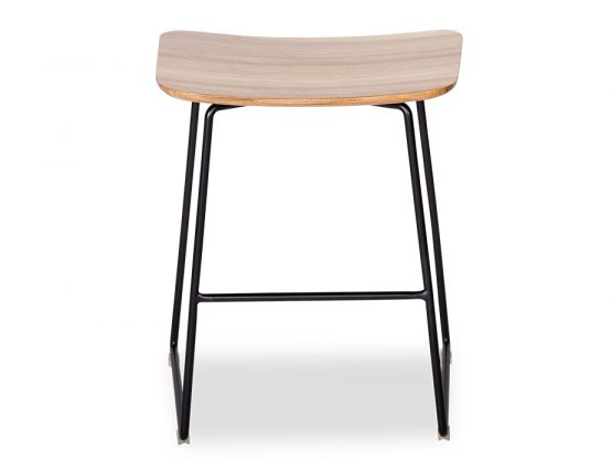 Modern Black Wood Low Stool