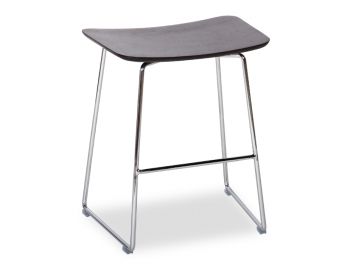 Winnie Low Stool Chrome with Black Stained Solid Oak Seat by Glid Studio image