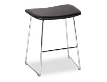 Winnie Low Stool Chrome with Black Italian Leather Seat by Glid Studio image