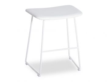 Winnie Low Stool Matte White with Italian White Leather Seat by Glid Studio image