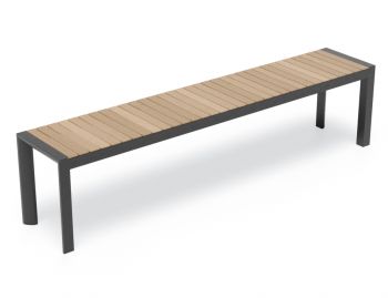 Vydel Outdoor Solid Teak Bench Seat 190cm Matt Charcoal Aluminium by Bent Design image