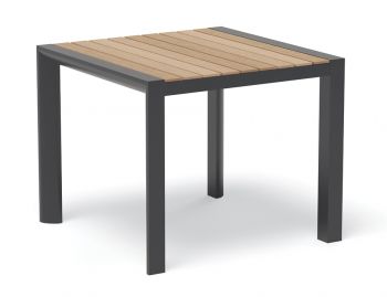 Vydel Outdoor Solid Teak Patio Table 90cm x 90cm Matt Charcoal Aluminium by Bent Design image