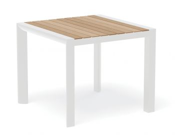 Vydel Outdoor Solid Teak Patio Table 90cm x 90cm Matt White Aluminium by Bent Design image