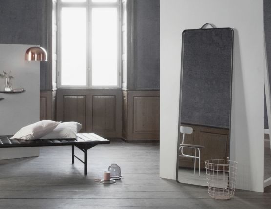 Floor Mirror Black In Setting