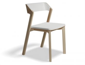 Merano Natural Oak Stackable Dining Chair w White Pad by Alex Gufler for TON image