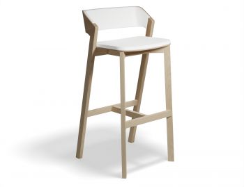 Merano Natural Oak Stool w White Pad by Alex Gufler for TON image