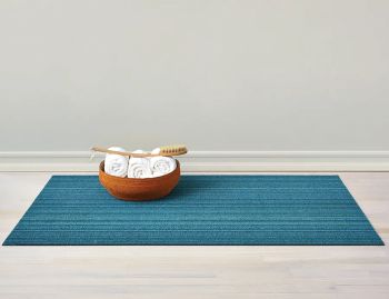 Shag Turquoise Skinny Stripe In/Outdoor Floor Mat by Chilewich image