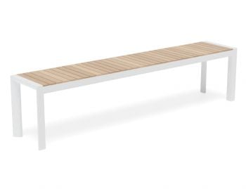 Vydel Outdoor Solid Teak Bench Seat 190cm Matt White Aluminium by Bent Design image